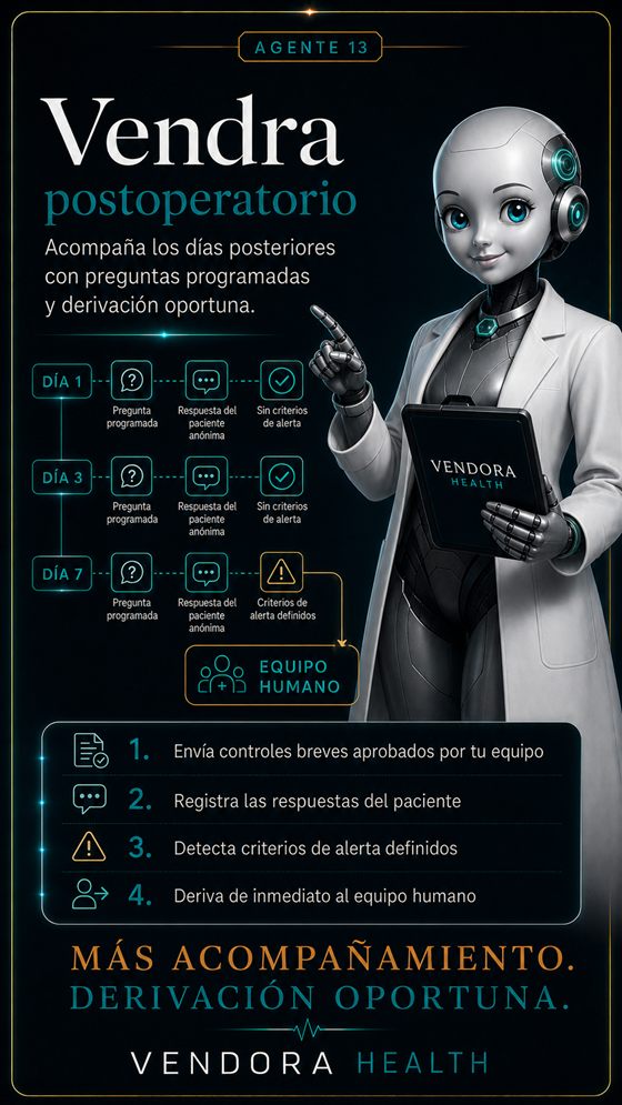 Agente de post-operatorio: seguimiento tras la cirugía y derivación ante señales de alerta
